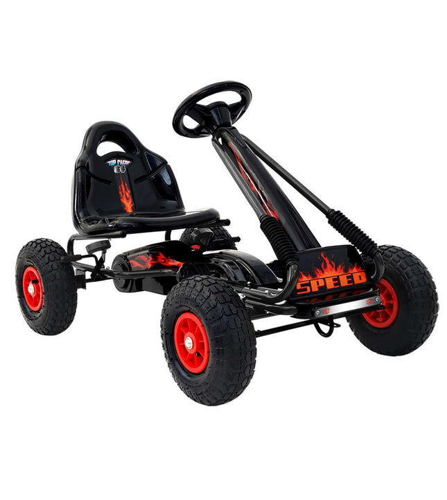 Rigo Kids Pedal Go Kart Ride On Toys Racing Car Rubber Tyre Black