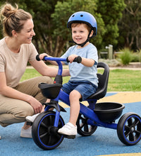 RIGO Tricycle Bike, Kids Bike with 3 wheels, basket Carbon Steel 68cm Blue