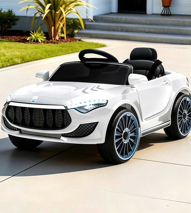 Rigo Kids Electric Ride On Car Cars Music Headlight Remote Control 12V White