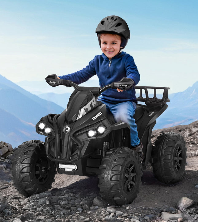 Rigo Kids Ride On Car ATV Quad Motorbike Storage Rack Electric Toys 12V Black