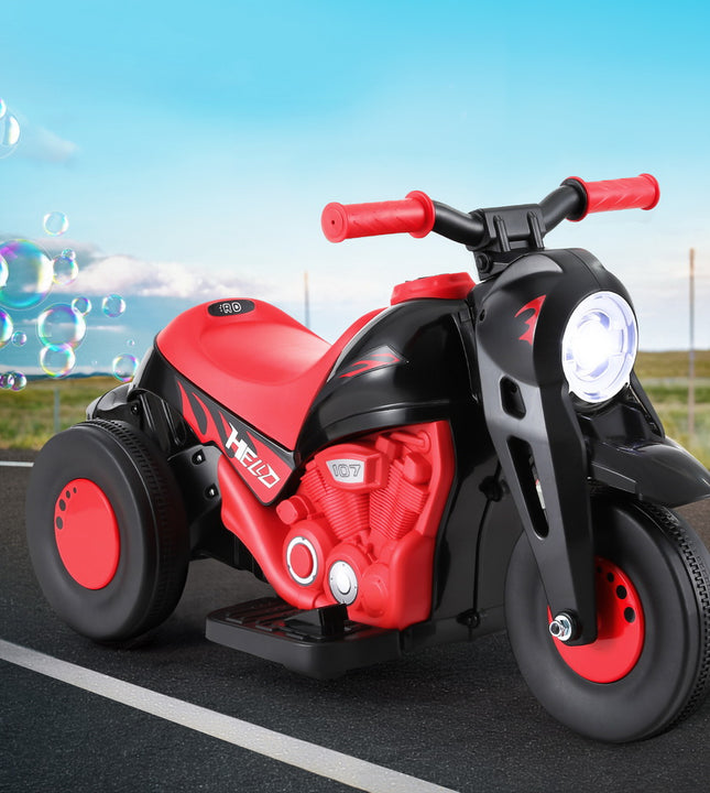 Rigo Kids Ride On Car Motorcycle Motorbike with Bubble Maker Electric Toy 6V Red