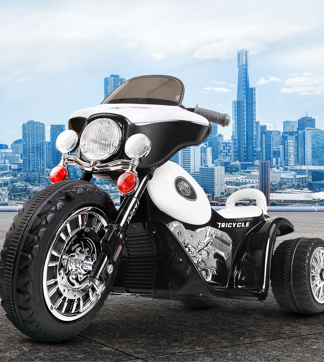 Rigo Kids Electric Ride On Patrol Police Car Harley-Inspired 6V Black