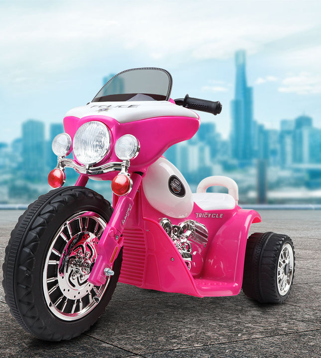 Rigo Kids Electric Ride On Patrol Police Car Harley-Inspired 6V Pink