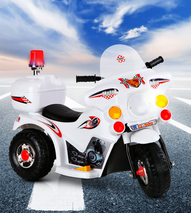 Rigo Kids Electric Ride On Police Motorcycle Motorbike 6V Battery White