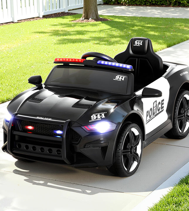 Rigo Kids Ride On Car Electric Patrol Police Cars Battery Powered Toys 12V Black