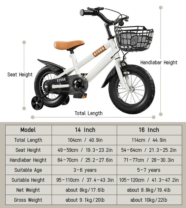 Kids Bike for Girls 3-7 Years with Basket