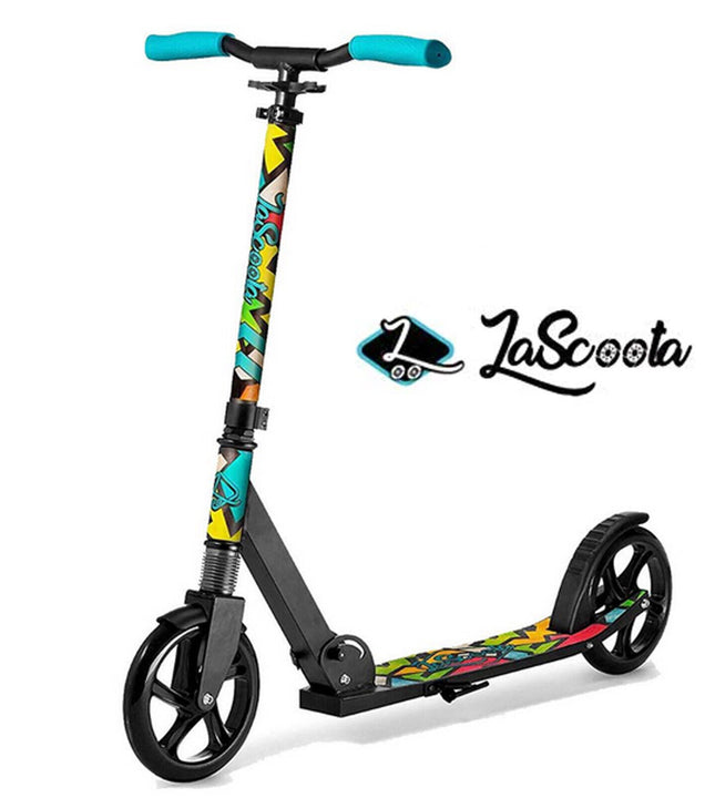Lascoota Pulse Kick Push Commuter Scooter Teen Adult Graphic Black