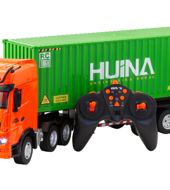 1:18 Scale 9-Channel Alloy Remote Control Container Truck with Lights & Sound for Indoor Play