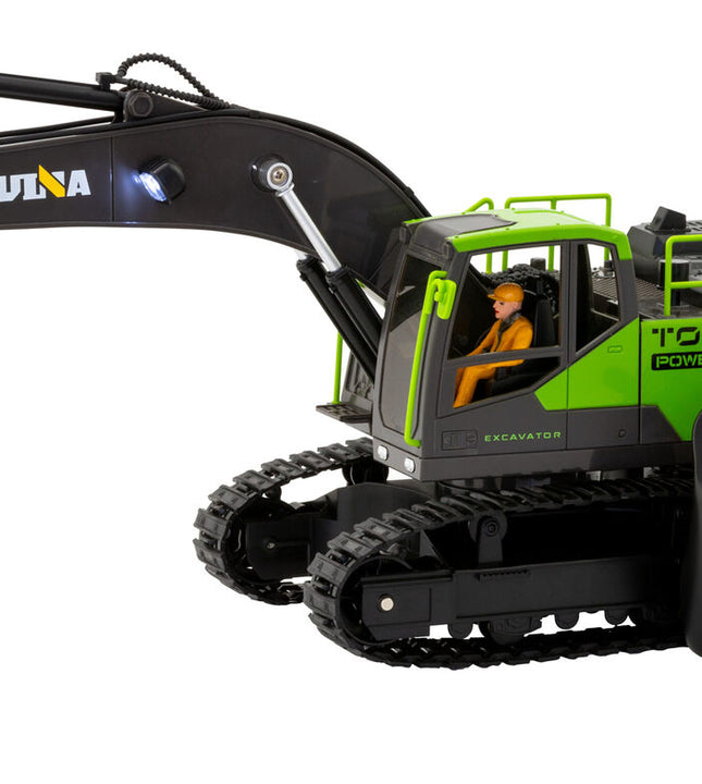 1:18 Scale 13-Channel Alloy Remote Control Excavator Construction Vehicle with Lights, Sound and Steam