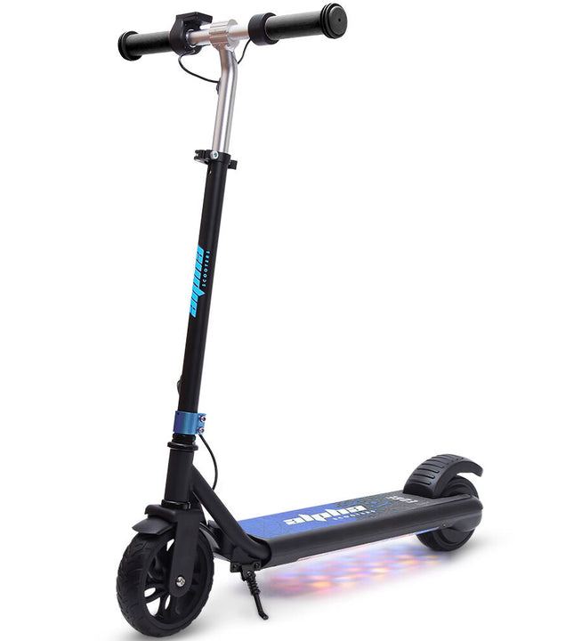 ALPHA Edge Electric Scooter Kids/Teens, 16km/h Max, Adjustable Height, UL Certified, AU Compliant, Dual Brakes, Bluetooth Music, LED, Blue