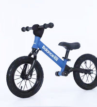 Bike Plus Kids Balance Bike Training Aluminium - Blue with Suspension - 12 Rubber Tyres - Foot Pegs -Ride On No Pedal Push